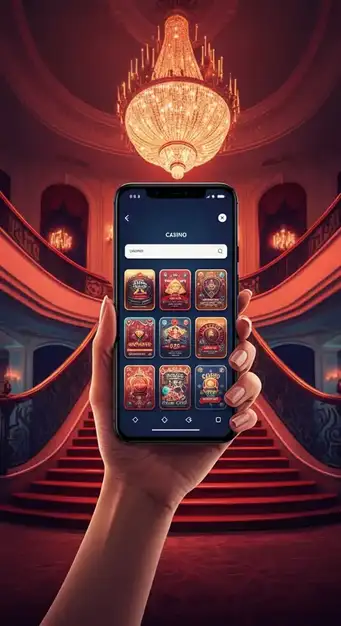 Interface du site Win Vegas Plus Casino avec un aperçu des machines à sous populaires et une bannière promotionnelle affichant le bonus de bienvenue.